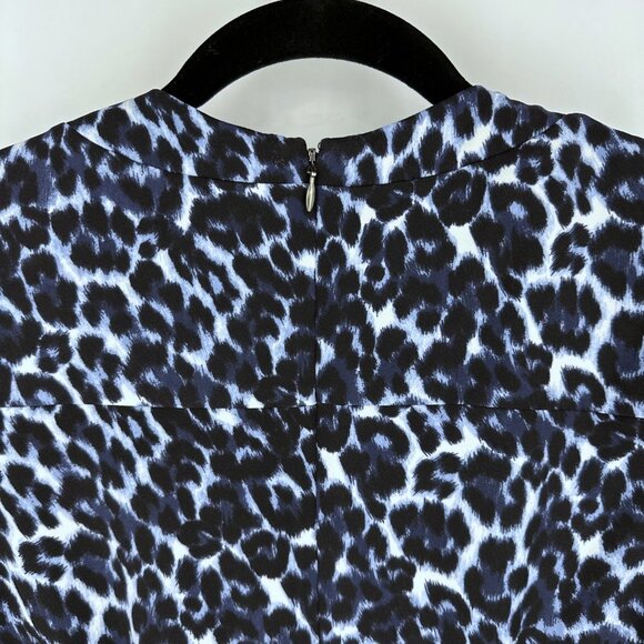 Rebecca Taylor Lynx Blue Leopard Print Mini Fit-n-Flare Dress Blue Size 4 - Picture 6 of 10